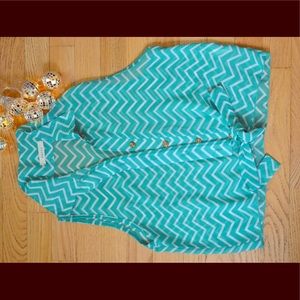 Sheer Turquoise Button-up Blouse